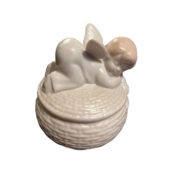 Vtg 1983 Fitz & Floyd Littlest Angel Lidded Trinket Box 27/55 Angel Japan - Picture 3 of 5